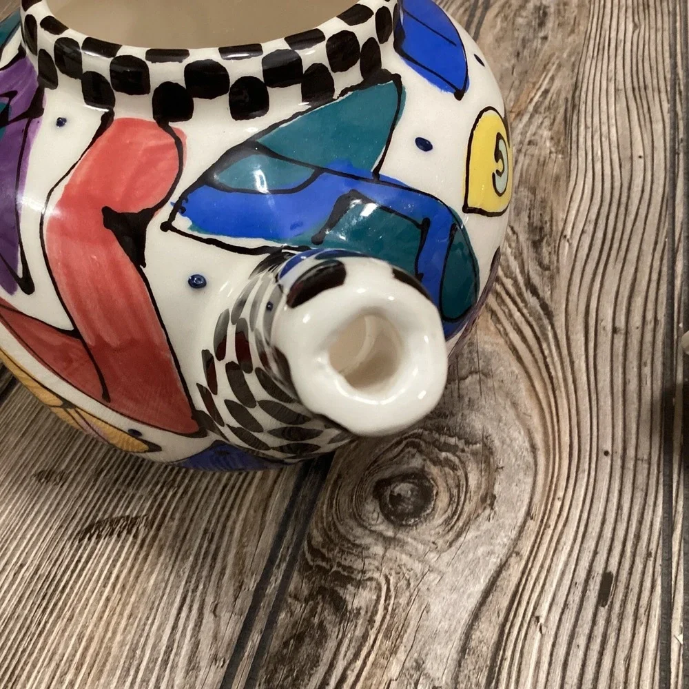 Modern Pop Art Robin Sterling Painted High Heel Ceramic Shoe Teapot For Weitzman